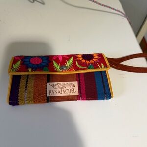 Multicolor Floral Stripe Wristlet Bag - Pink/Blue/Yellow